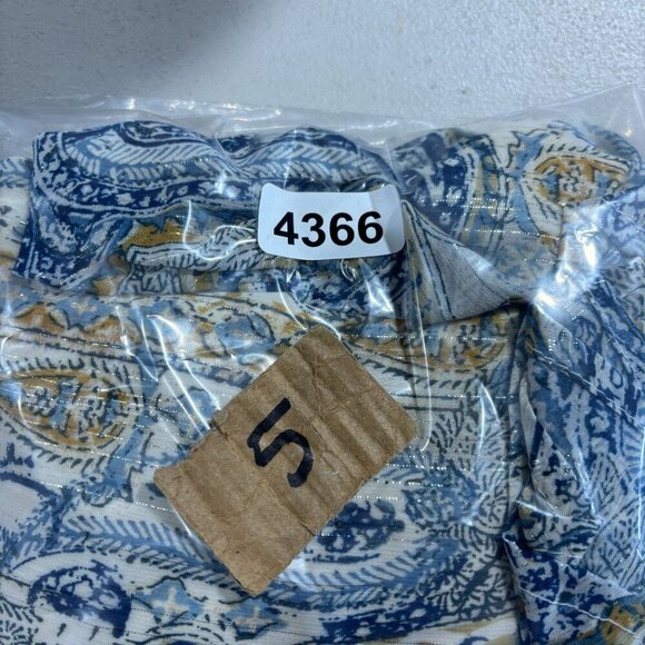 VINCE CAMUTO Paisley Print Wrap Midi Dress Sz XS Blue Yellow V Neck Collared NWT - Picture 9 of 9